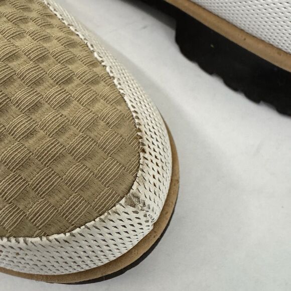 Pas de Rouge Tan & White Stretch Fabric Slip‎ On Flat Shoes Women EU 38.5 US 7.5 - Picture 10 of 16